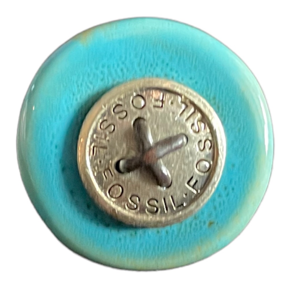 Fossil ring silver & turquoise